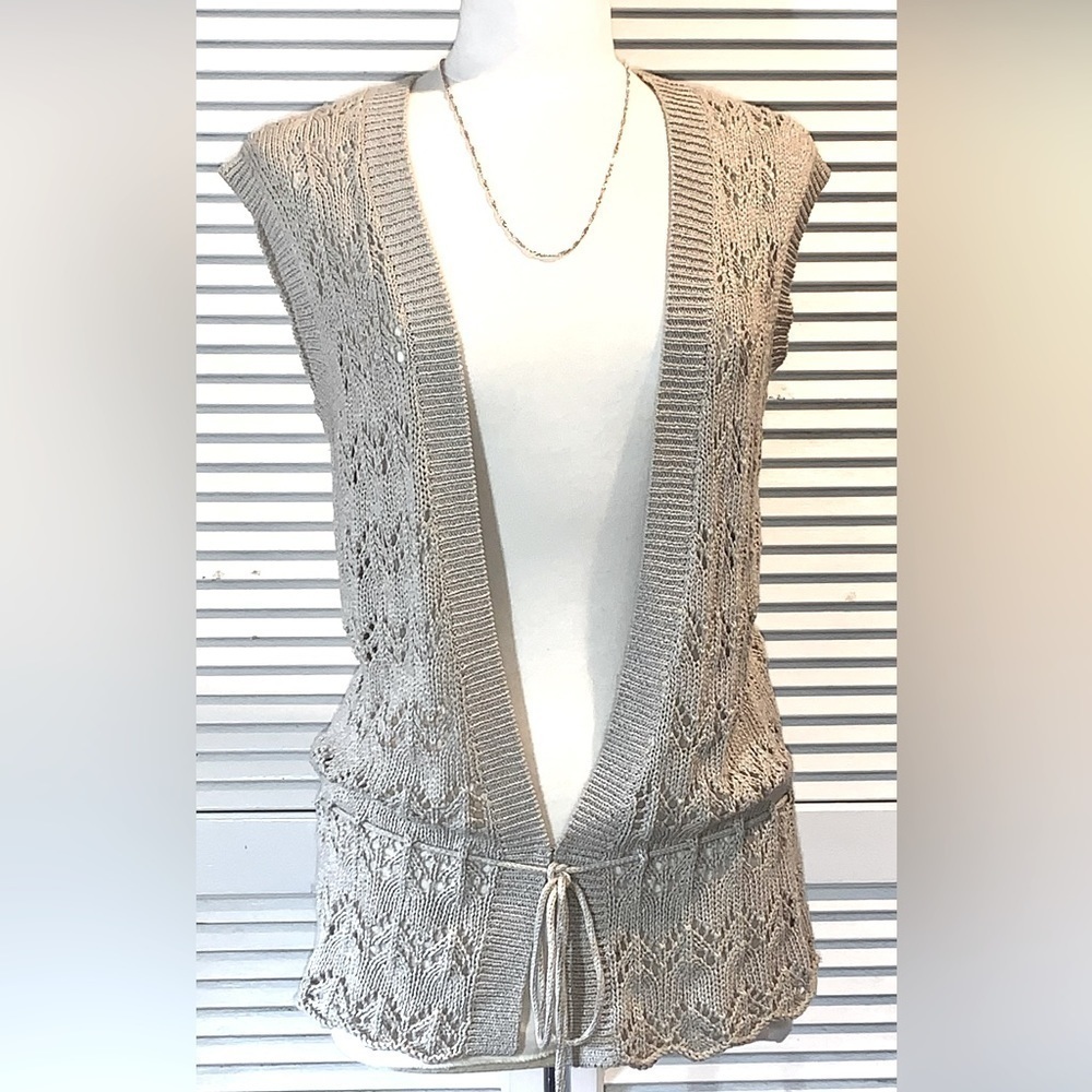 Loft Tan Sleeveless Sweater Cardigan